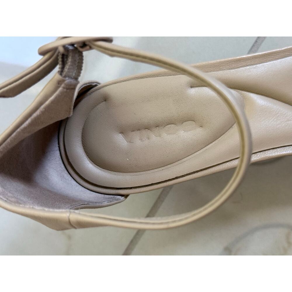 VINCE nude tan leather kitten heel marble Pepa mod minimalist 90s style sandals - Picture 6 of 13